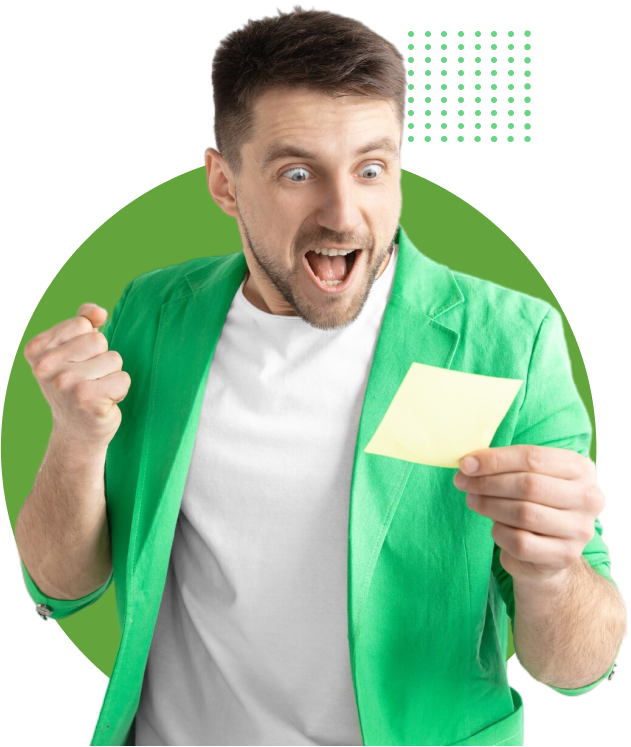 Homem comemorando sua sorte